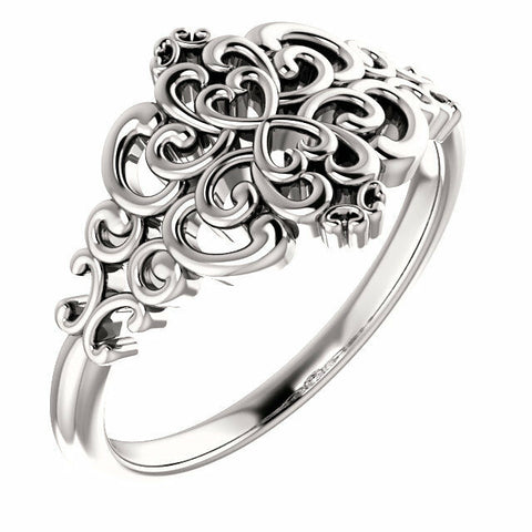 Image of Vintage Inspired Ring 14kt White Gold Design Fashion Jewelry Free Shipping Sz 7