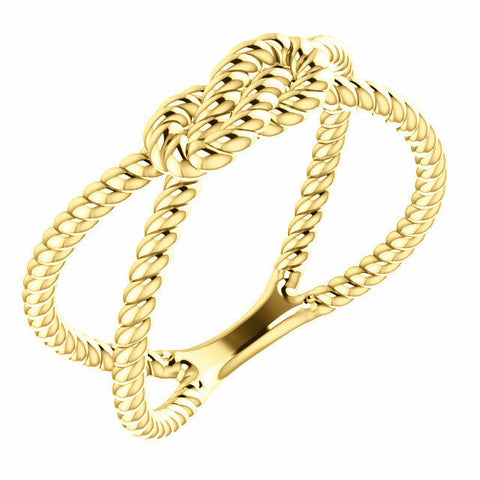 Image of 14kt Yellow Gold Rope Knot Ring Fashion Jewelry Free Shipping Ladies Size 7