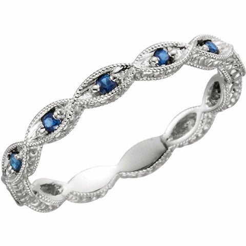 Image of SIZE 7 - Blue Sapphire Stackable Anniversary Band / Ring set in 14kt White Gold