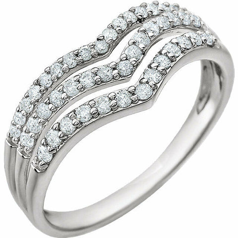 Image of FREE NEXT DAY SHIPPING! 3/8 cttw Diamond V Ring Triple Row 14kt White Gold SZ 7