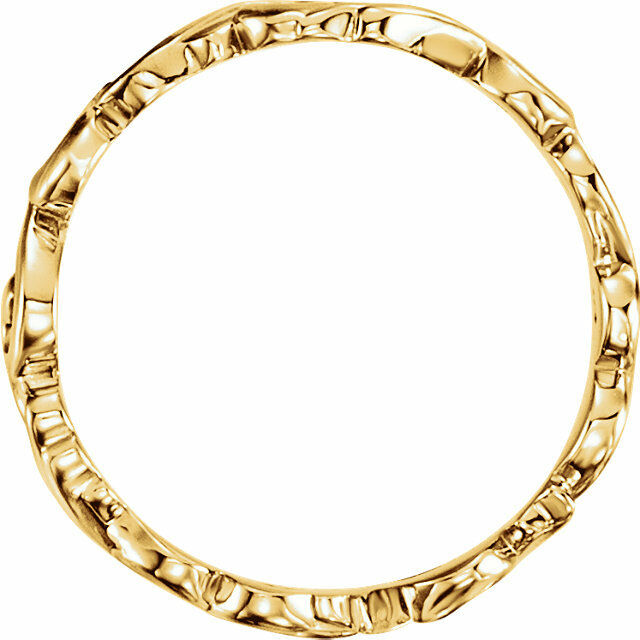 SIZE 6.5 - Sculptural Inspired Scroll Design Wedding Band 14K Yellow Gold 5 mm