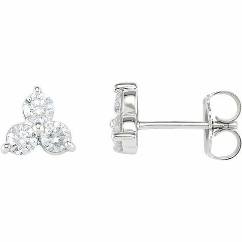 Image of 14K White Gold 1/3 ct tw Diamond Three-Stone Earrings 40% off Sug. Retail Price