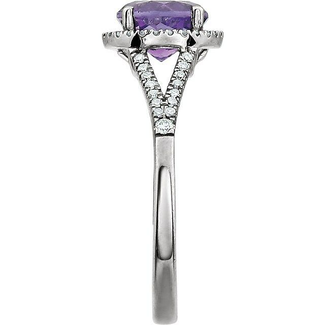 14K White Gold 1/5 ct tw Diamond & Amethyst Ring February Birthstone Jewelry
