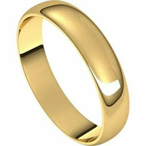 Image of Solid 18k Yellow Gold 4mm Wedding Band Size 4-20 Half Round Ultra Light Ring