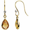 2.5 ctw Genuine Citrine and Diamond Dangle Earrings set in 14k Yellow Gold