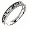 SIZE 8 - 14K White Gold Floral Inspired Wedding Band 3.5mm Wide Solid Gold Ring