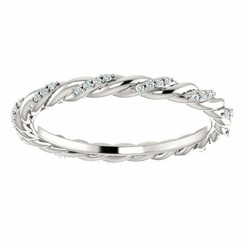 Image of SIZE 5 - 14K White Gold 1/6 CTW Diamond Rope Eternity Band 3mm Wide 40% off MSRP