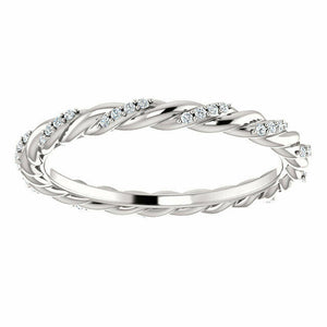 SIZE 5 - 14K White Gold 1/6 CTW Diamond Rope Eternity Band 3mm Wide 40% off MSRP