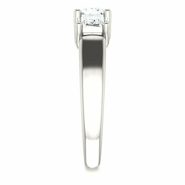 SIZE 7 - Princess Sterling Silver Cubic Zirconia Three-Stone Engagement Ring