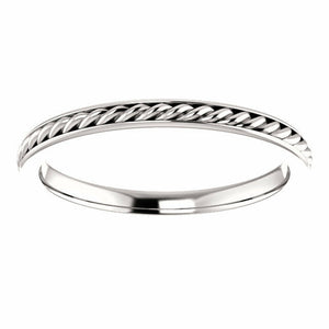 New SIZE 6.5 - 2mm Platinum Rope Wedding Band / Fashion Ring 40% off Sale