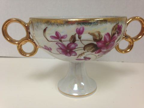 Image of Loft Japan Fine China Floral Pattern Sugar Bowl / Dish Footed with Gold Trim