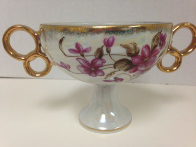 Loft Japan Fine China Floral Pattern Sugar Bowl / Dish Footed with Gold Trim