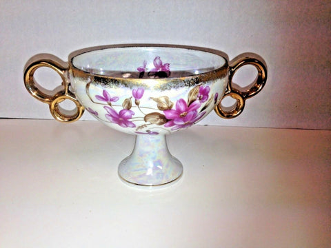 Image of Loft Japan Fine China Floral Pattern Sugar Bowl / Dish Footed with Gold Trim