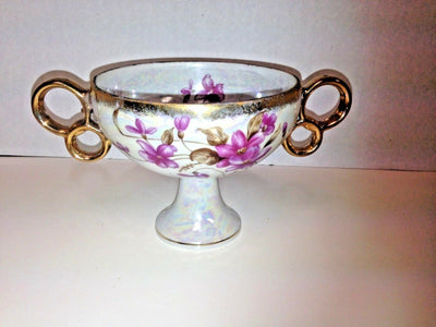 Loft Japan Fine China Floral Pattern Sugar Bowl / Dish Footed with Gold Trim