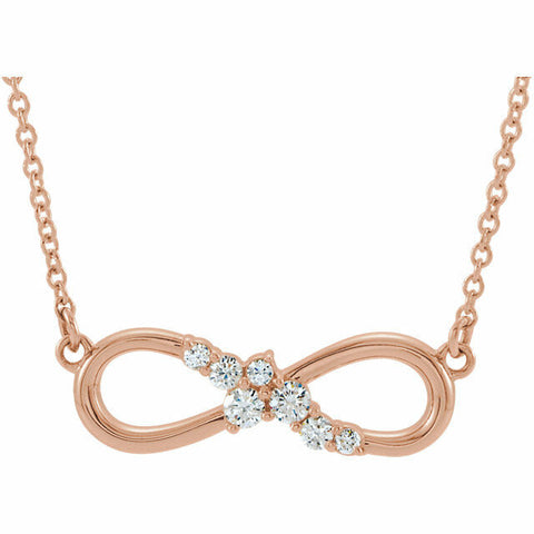 Image of 14K Rose Gold 1/8 CTW Diamond Infinity-Inspired Bar 18" Necklace FREE Shipping