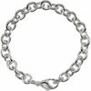 7.5 Inch Solid Sterling Silver Cable Link Charm Bracelet 8 mm Wide Lobster Clasp