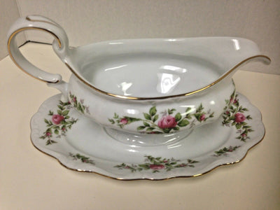 Vintage Gravy Boat & Underplate Moss Rose by JOHANN HAVILAND Bavarian Backstamp