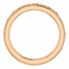 SIZE 7 - 14k Rose Gold Design Engraved Wedding Band 3.2mm Wide Scroll Ring