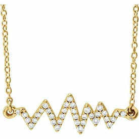 14K Yellow Gold 1/6 CTW Diamond Heartbeat 16-18" Necklace with Adjustable Chain