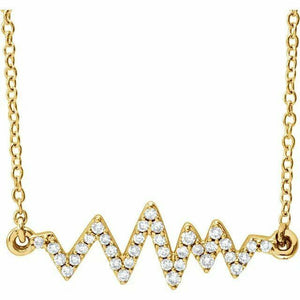 14K Yellow Gold 1/6 CTW Diamond Heartbeat 16-18" Necklace with Adjustable Chain