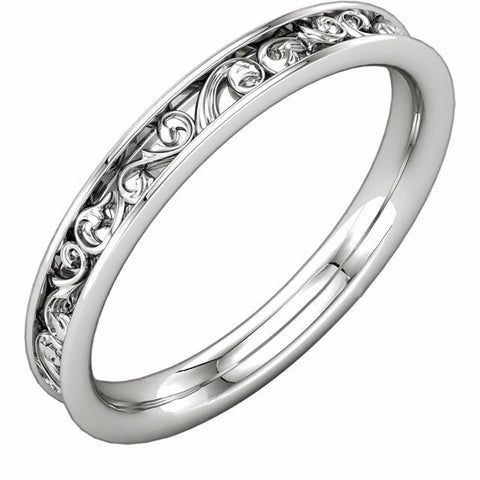 Image of Size 7 - 14kt White Gold Sculptural Style Design Wedding Band Bridal Ring New