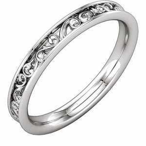 Size 7 - 14kt White Gold Sculptural Style Design Wedding Band Bridal Ring New