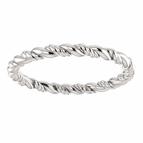 Image of SIZE 5.5 Rope Eternity Wedding Band 14K White Gold 2.2mm Wide Ring Free Shipping