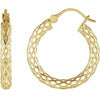 14K Yellow Gold Diamond Cut Pierced Tube Hoop Earrings 21 x 2.5 mm Hinged Posts