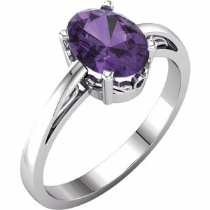 Purple Amethyst Scroll Ring - 7 DAY SALE 50% off SRP - 14k White Gold Size 7