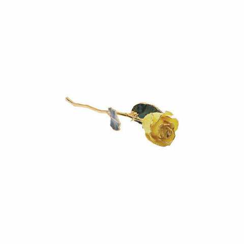 Image of Real Lacquered Yellow 12" Rose with 24kt Gold Trim FREE Shipping & Gift Box