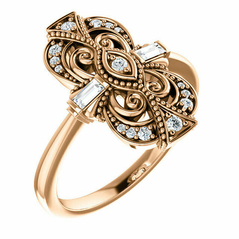 Image of 14kt Rose Gold 1/6 CTW Diamond Vintage Style Ring Sizes 6-8 including 1/4 sizes