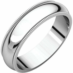 SIZE 15 - Solid Plain 14k White Gold Wedding Band 5.0mm Wide Ring FREE Shipping