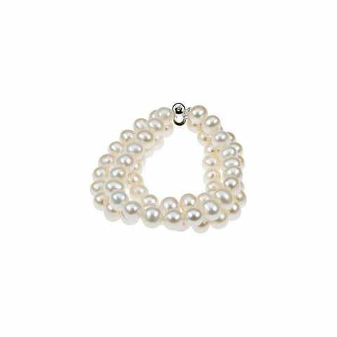 Image of Triple Strand 8-9mm Freshwater Cultured Pearl  7.25" Bracelet in Sterling Silver