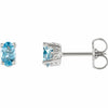 Genuine Oval Aquamarine Stud Earrings in 14k White Gold Friction Back Posts