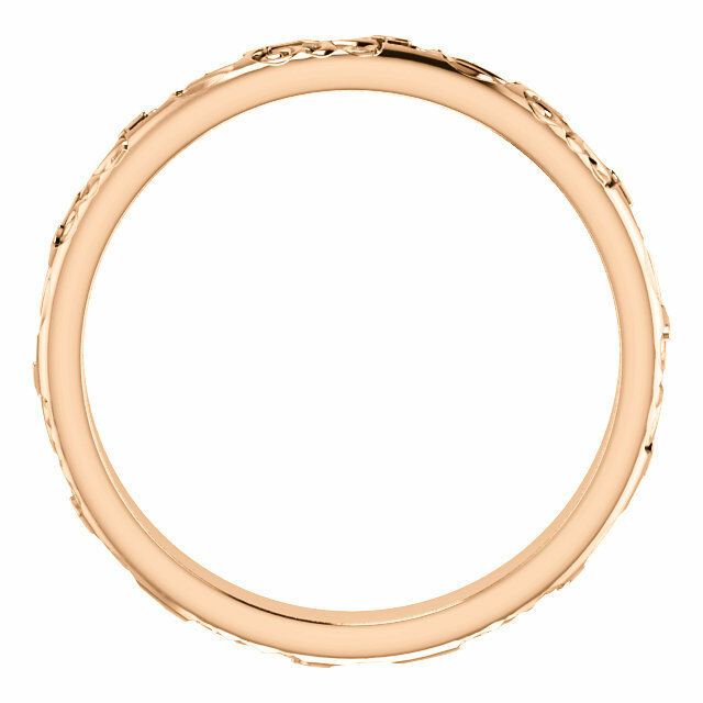 SIZE 5 - 14k Rose Gold Vintage Inspired Sculptural Wedding Band 3.5 mm wide New