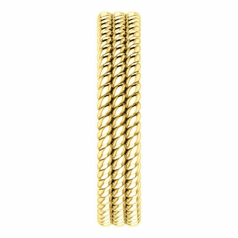 Image of SIZE 8.5 14K Yellow Gold LAYERED Stacked Rope Band 4.5mm Wide Ring Free Shipping