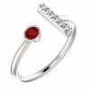 14k White Gold Genuine Ruby and .05 ctw Diamond Bar Fashion Ring Size 7