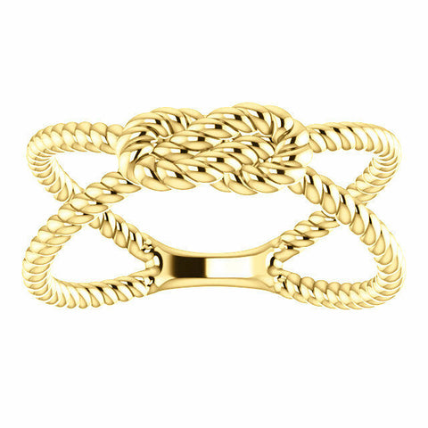 Image of 14kt Yellow Gold Rope Knot Ring Fashion Jewelry Free Shipping Ladies Size 7