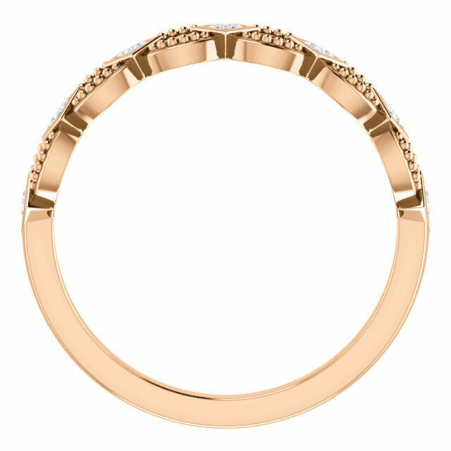 14kt Rose Gold 1/6 cttw Diamond Stackable Ladies Fashion Ring Sz 7 Free Shipping