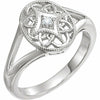 Size 8 Sterling Silver and Diamond Accent Filigree Vintage Style Ring