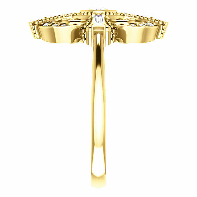 14kt Yellow Gold 1/6 CTW Diamond Vintage Style Ring Sz 6-8 including 1/4 sizes