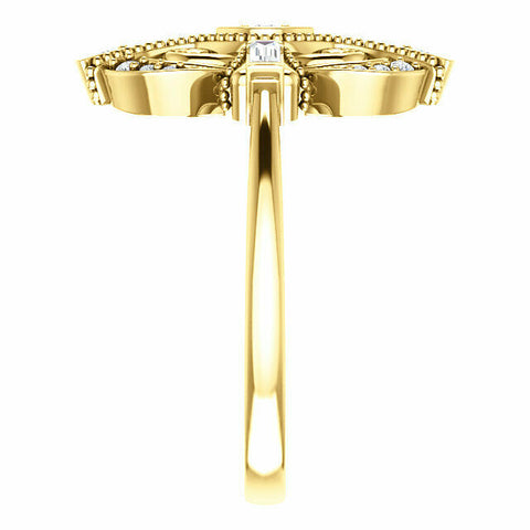 Image of 14kt Yellow Gold 1/6 CTW Diamond Vintage Style Ring Sz 6-8 including 1/4 sizes