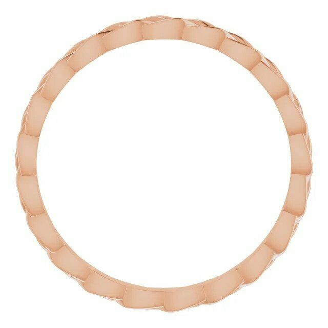 14K Rose Gold Woven Rope Wedding Band 2mm Stackable Ring New Bridal Jewelry