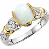 Genuine Opal Tanzanite and 1/6 CTW Diamond Ring 14kt White & Yellow Gold