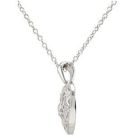 NEW Sterling SILVER Diamond HEART Pendant NECKLACE Filigree 18