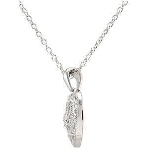 Image of NEW Sterling SILVER Diamond HEART Pendant NECKLACE Filigree 18" FREE Shipping