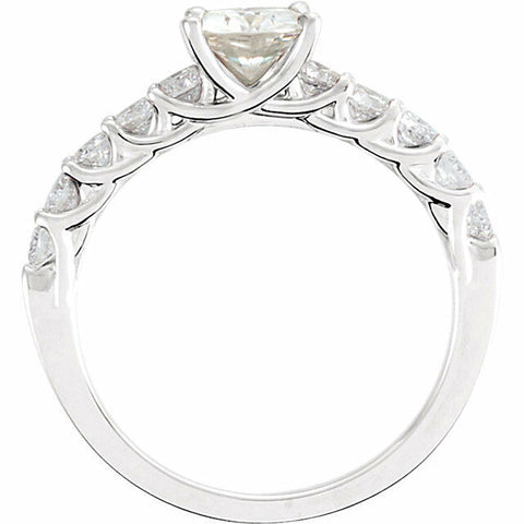 Image of 14K White Gold 5/8 cttw Diamond 6mm (3/4ctw) Created Moissanite Engagement Ring