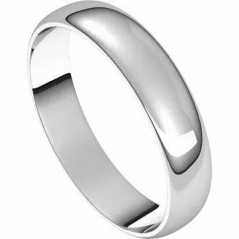 Image of Solid 18kt White Gold 4mm Wedding Band Sizes 4-20 Half Round Ultra Light Ring