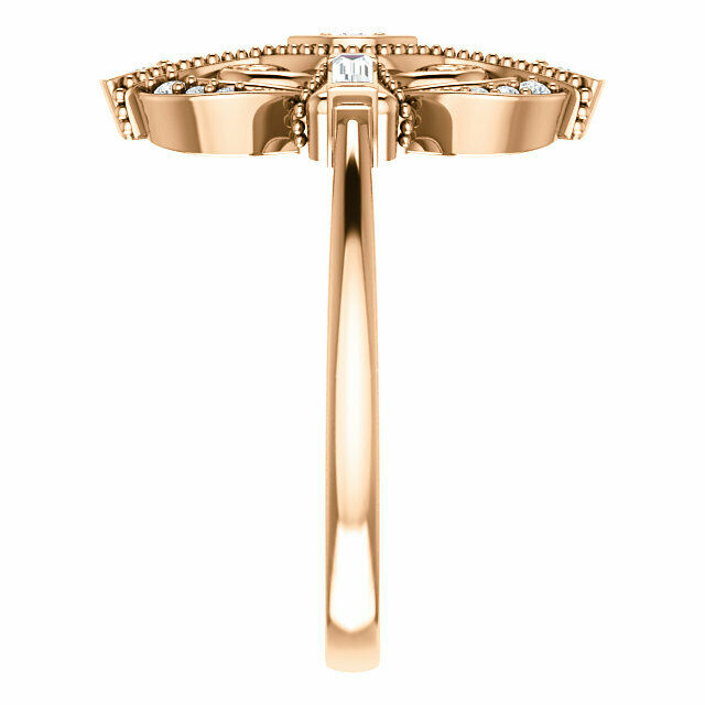 14kt Rose Gold 1/6 CTW Diamond Vintage Style Ring Sizes 6-8 including 1/4 sizes