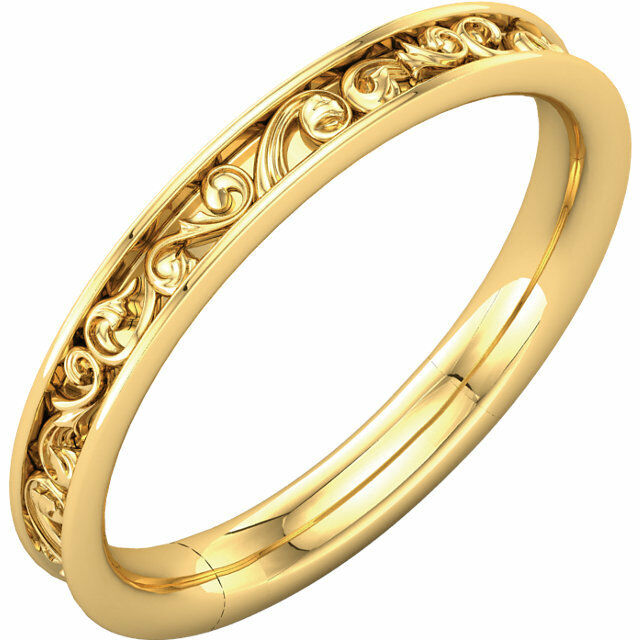 Size 7 - 14kt Yellow Gold Sculptural Style Design Wedding Band Bridal Ring New